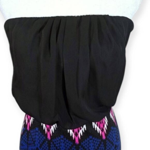 CHARLOTTE RUSSE STRAPLESS MINI DRESS BLACK, PINK, & PURPLE.  SZ.M EUC. - Picture 2 of 6